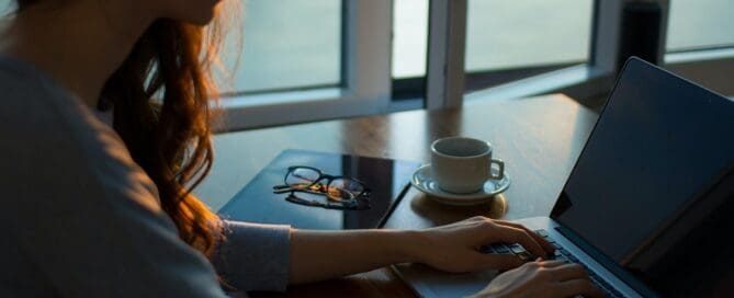 Woman working on laptop