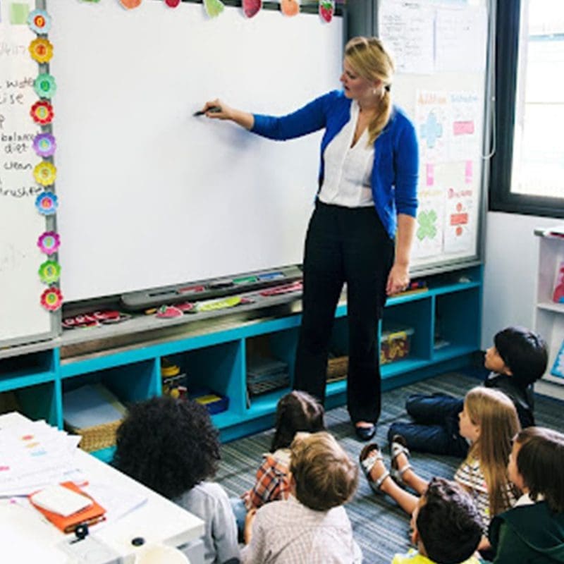 teacher teaching students in class