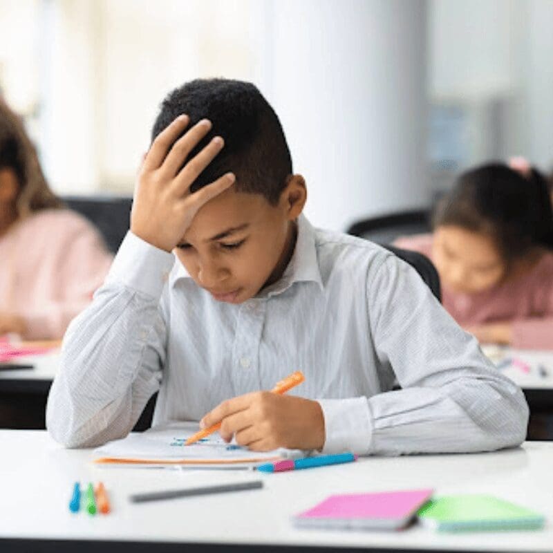 kid struggling with classwork, dyscalculia