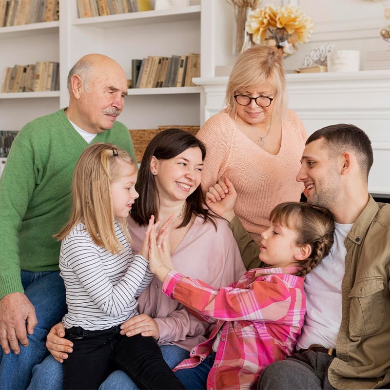 family photo with grandparents