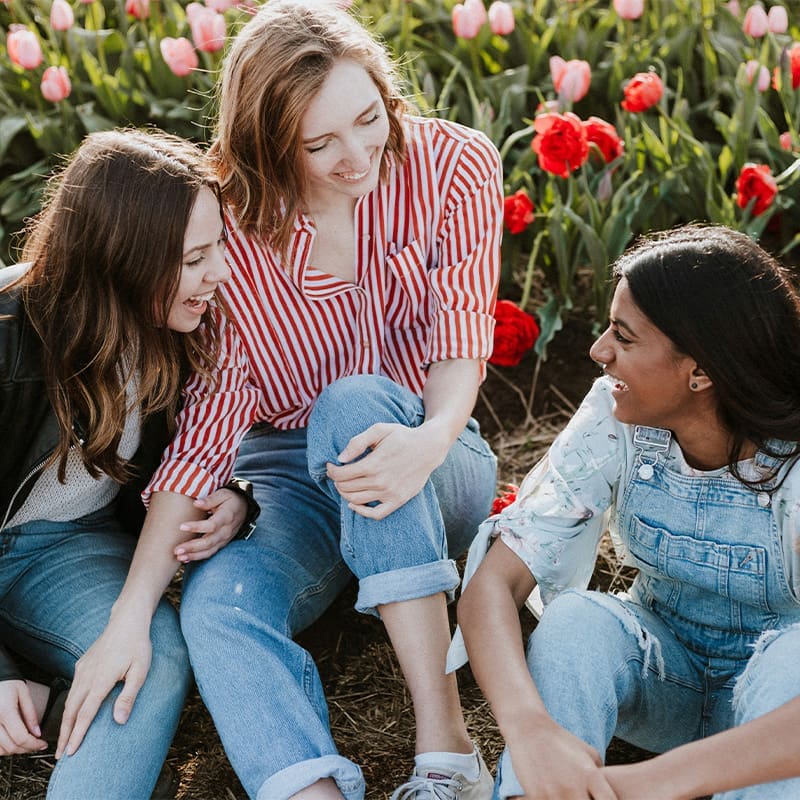 three girls laughing