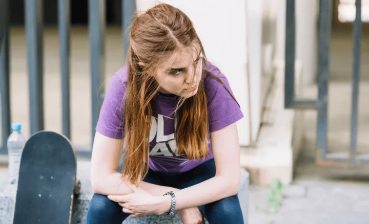 teenage school girl feeling anxious